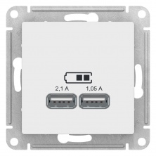 Розетка USB 2-ая 2100 МА Sсhneider Electric AtlasDesing белый 